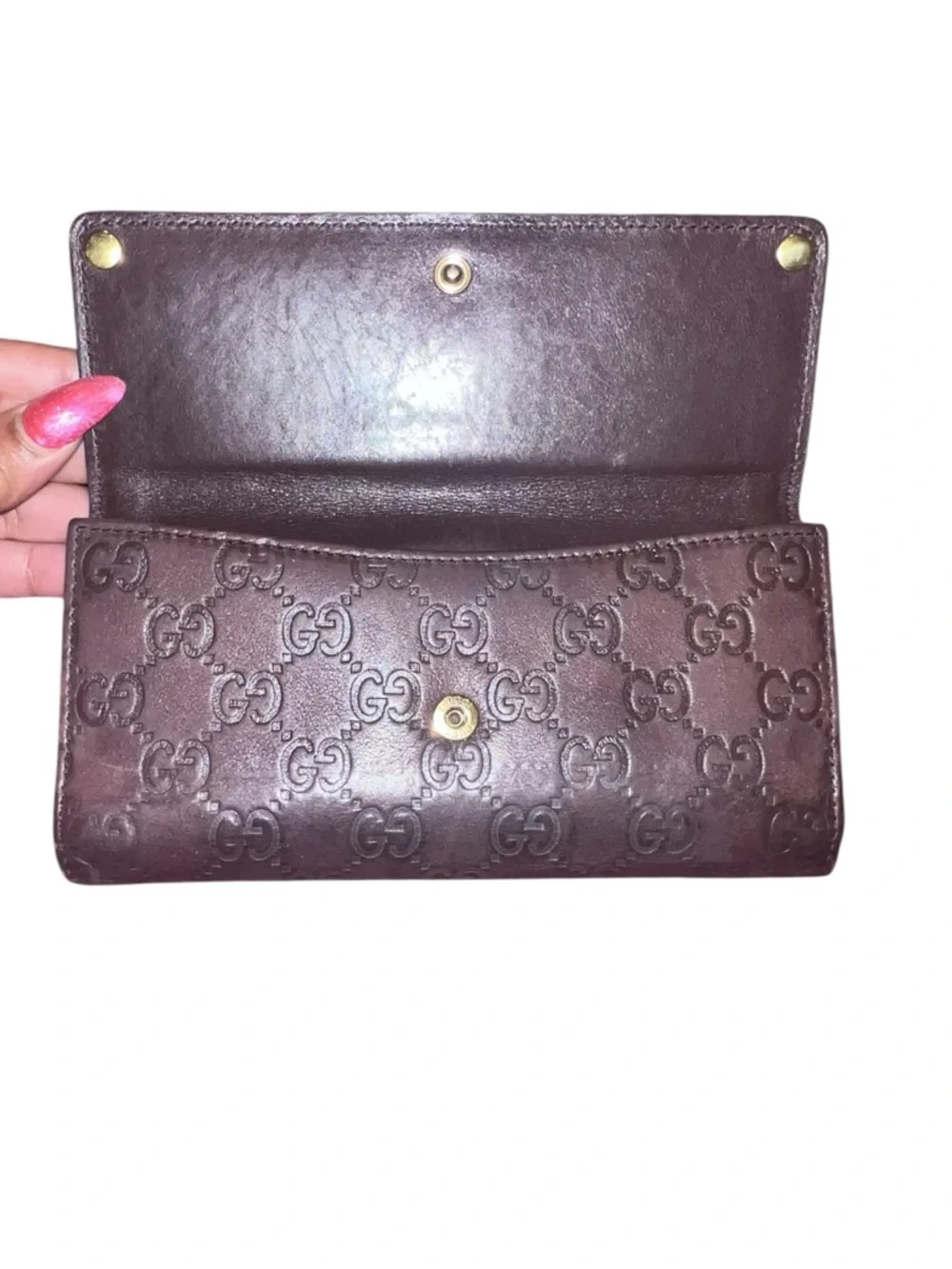 Gucci Embossed GG Leather Wallet with Gold Heart Accent - Picture 8 of 12